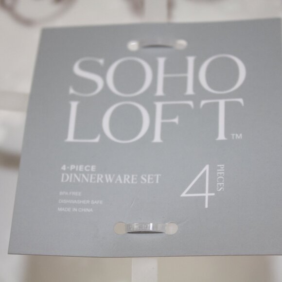 Soho Loft Melamine Bowls Cereal Soup White Brown Rustic Flower Set of 4 NWT - Picture 2 of 6